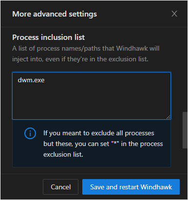 Advanced settings screenshot