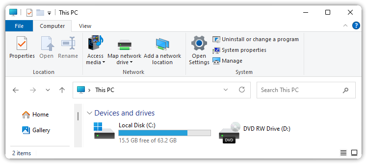 Classic ribbon UI (no tabs) screenshot